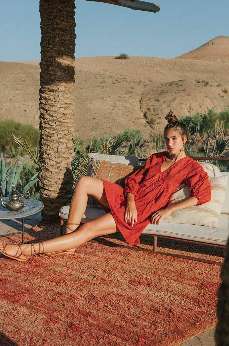 Travel dress with textured cotton