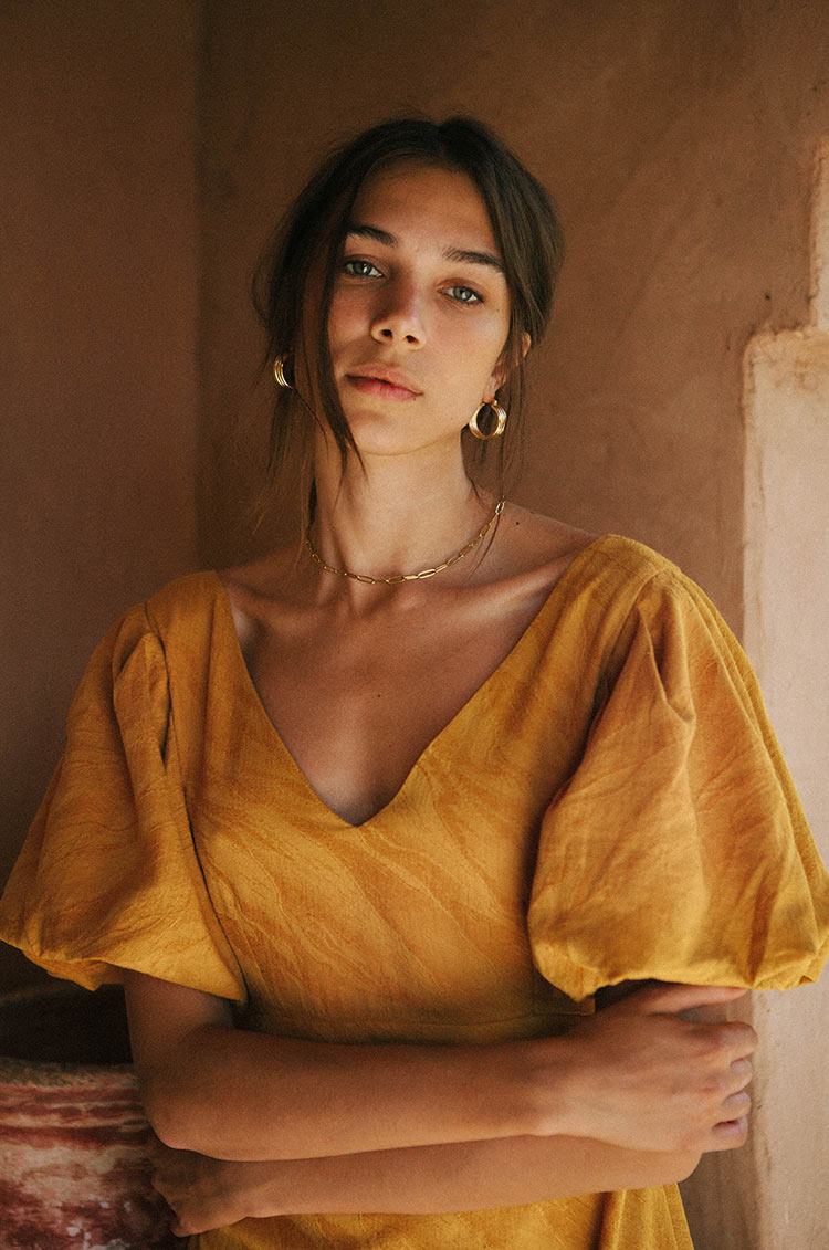 Wedding guest textured cotton dress