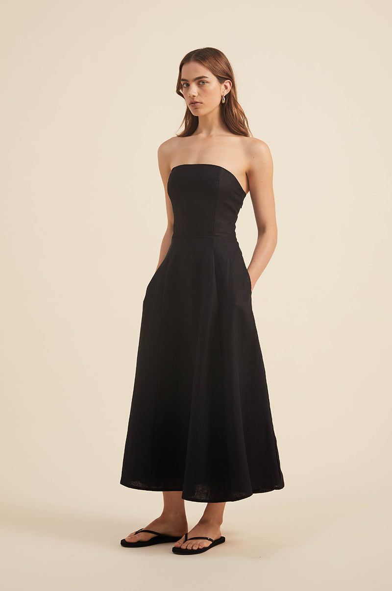 AMARA Midi Dress - black linen AMARA Midi Dress - black linen