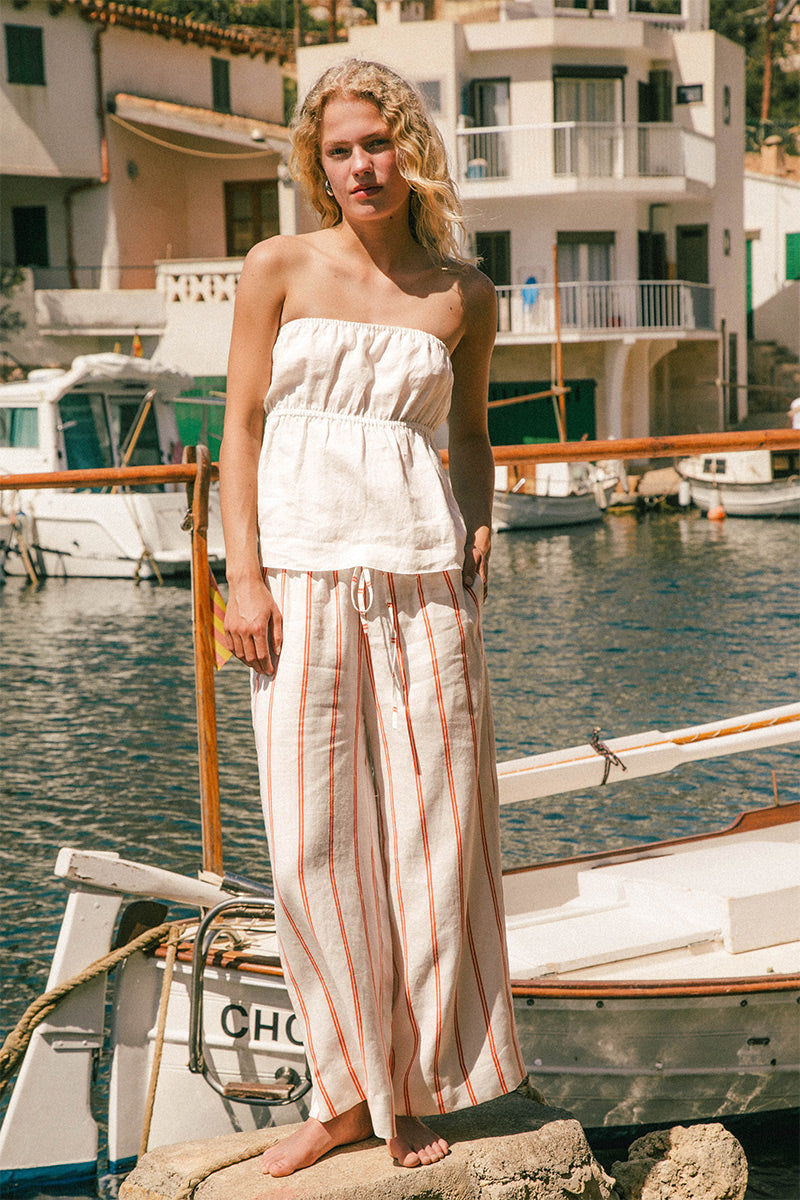 Breathable summer linen white top