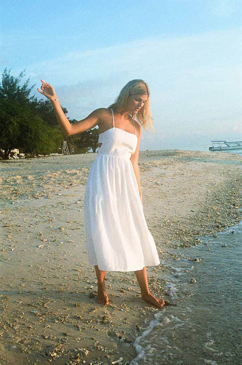 Cute Linen-Cotton Dress with Stunning Back - ROVE