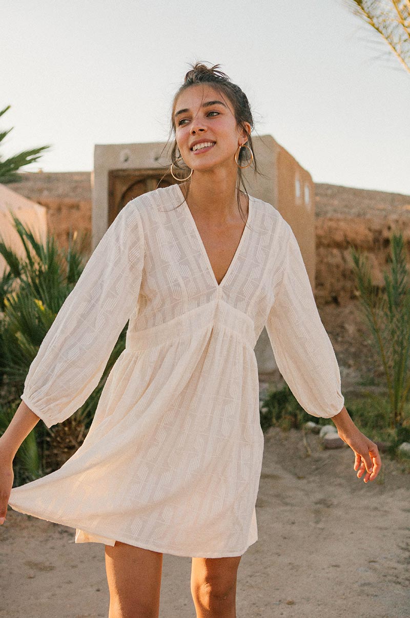 Comfortable White Cotton Dress - ROVE