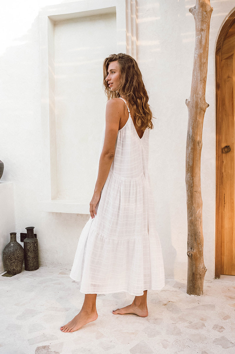 SOLANA Midi Dress - White - Ethical design