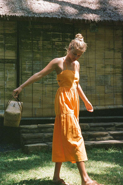 linen midi dress - orange reviews Zora Linen Maxi Dress Pink / L main image 1
