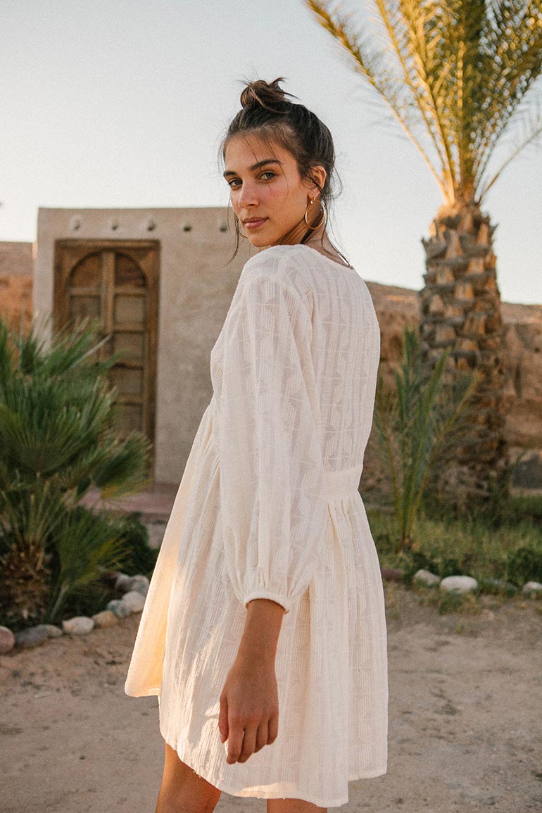 Comfortable White Cotton Dress - ROVE