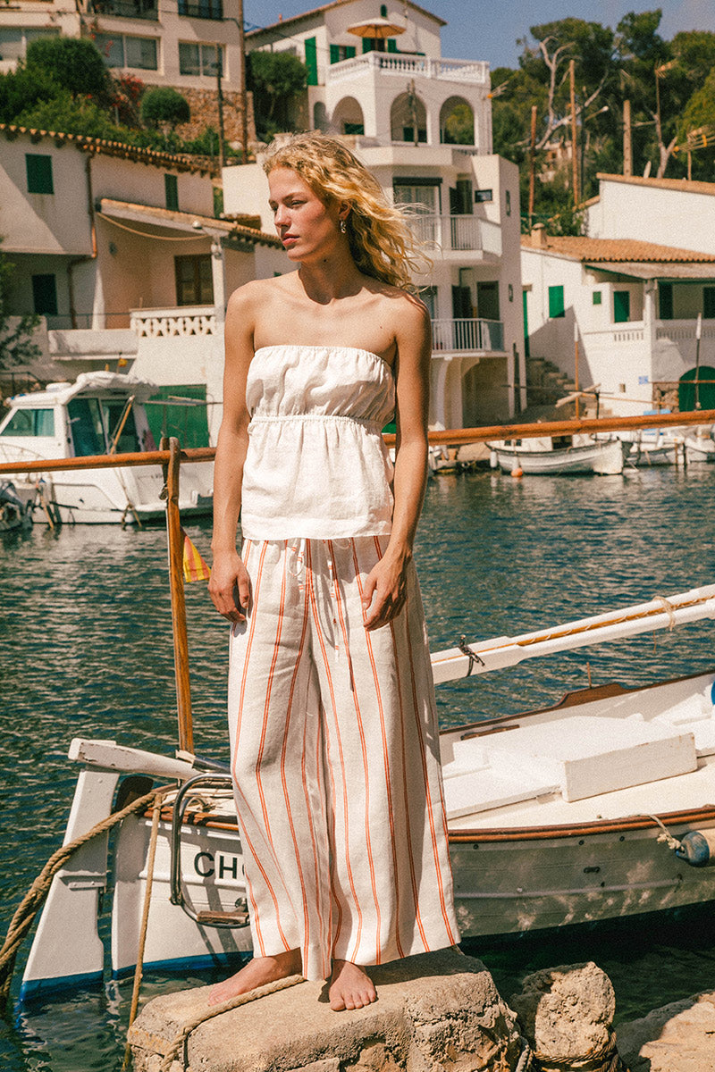 Sustainable french flax linen striped pants