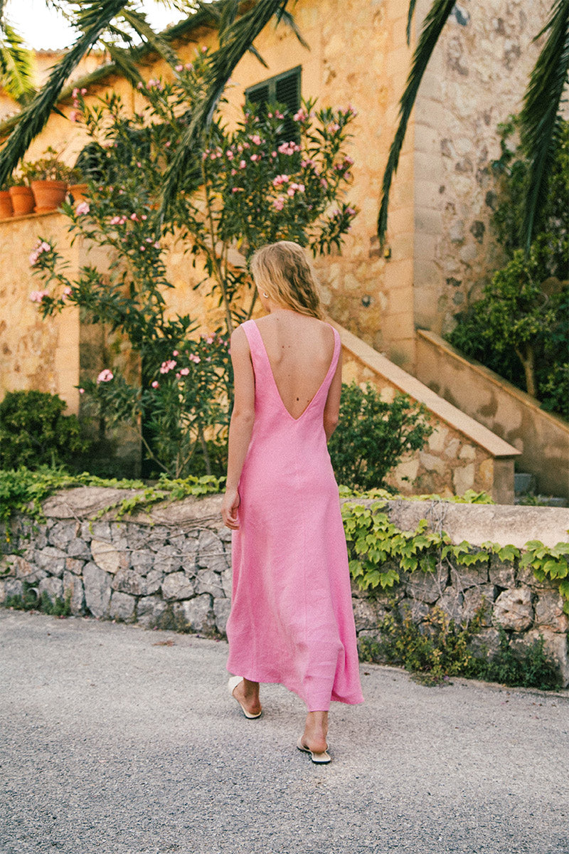 DEIA Midi Dress - light pink linen