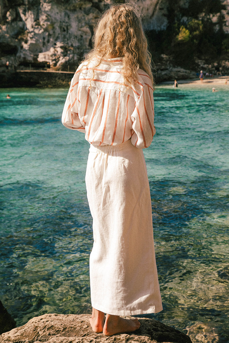 VERANO Midi Wrap Skirt - coconut linen