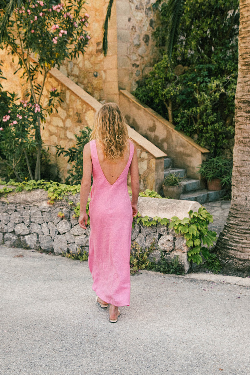 DEIA Midi Dress - light pink linen