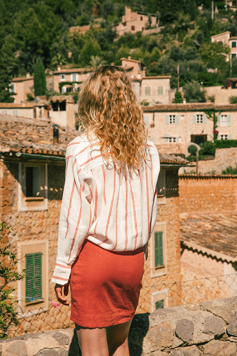 SOLLER Mini Skirt - paprika linen