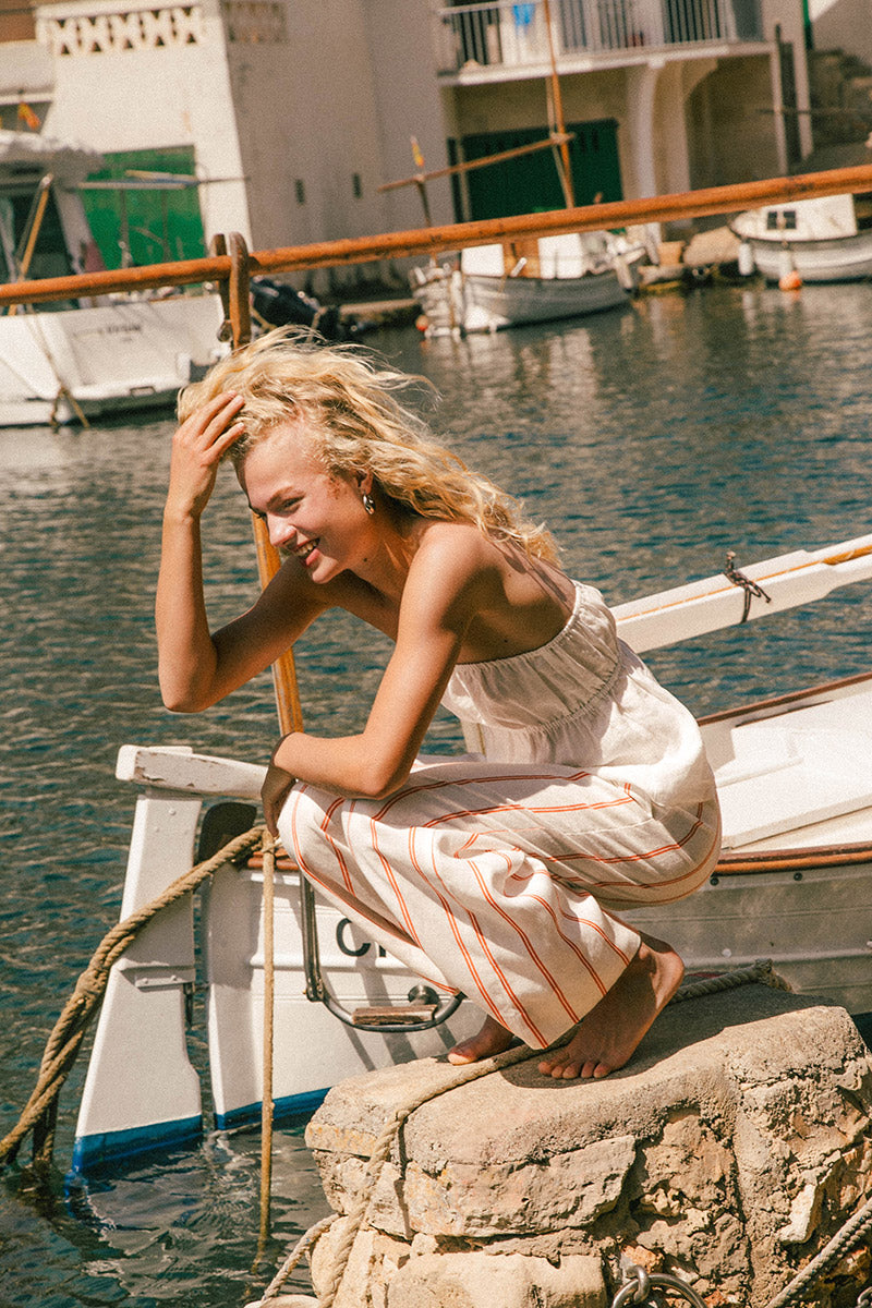 Euro summer linen pant striped