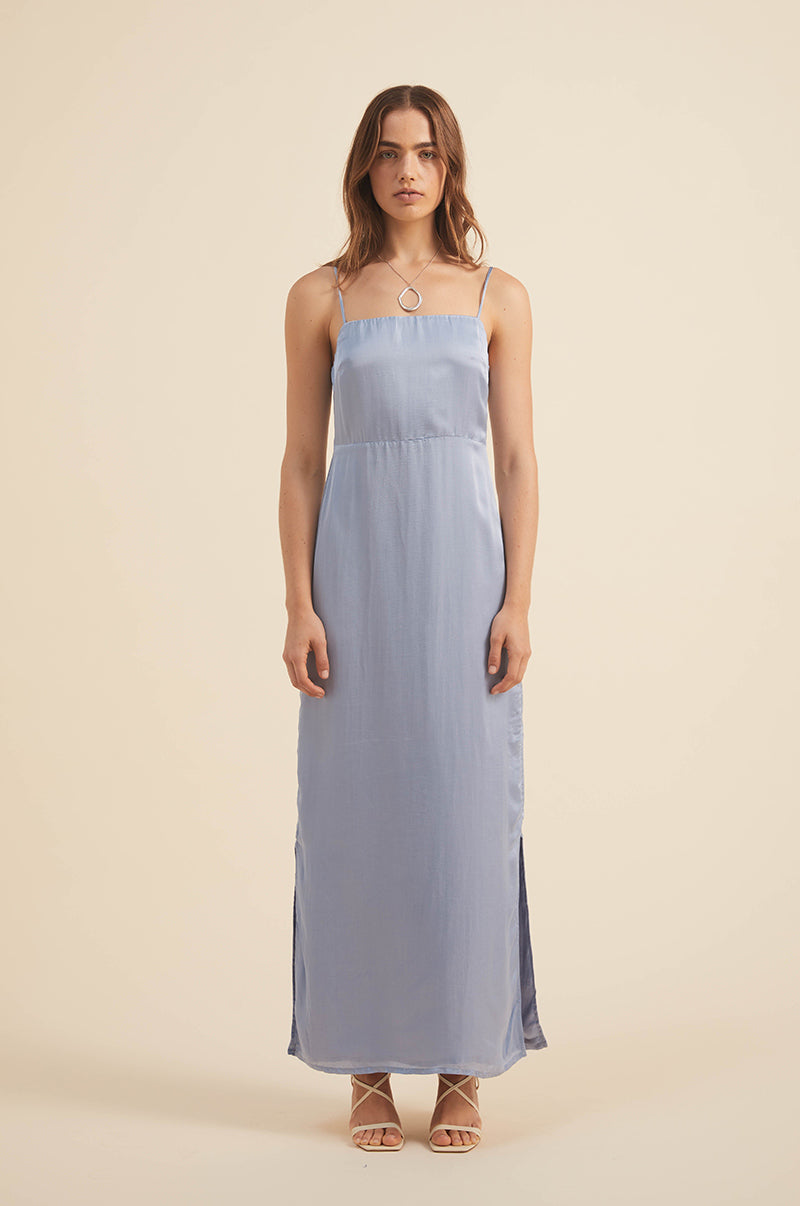 Side split slip dress - special occasion - sky blue