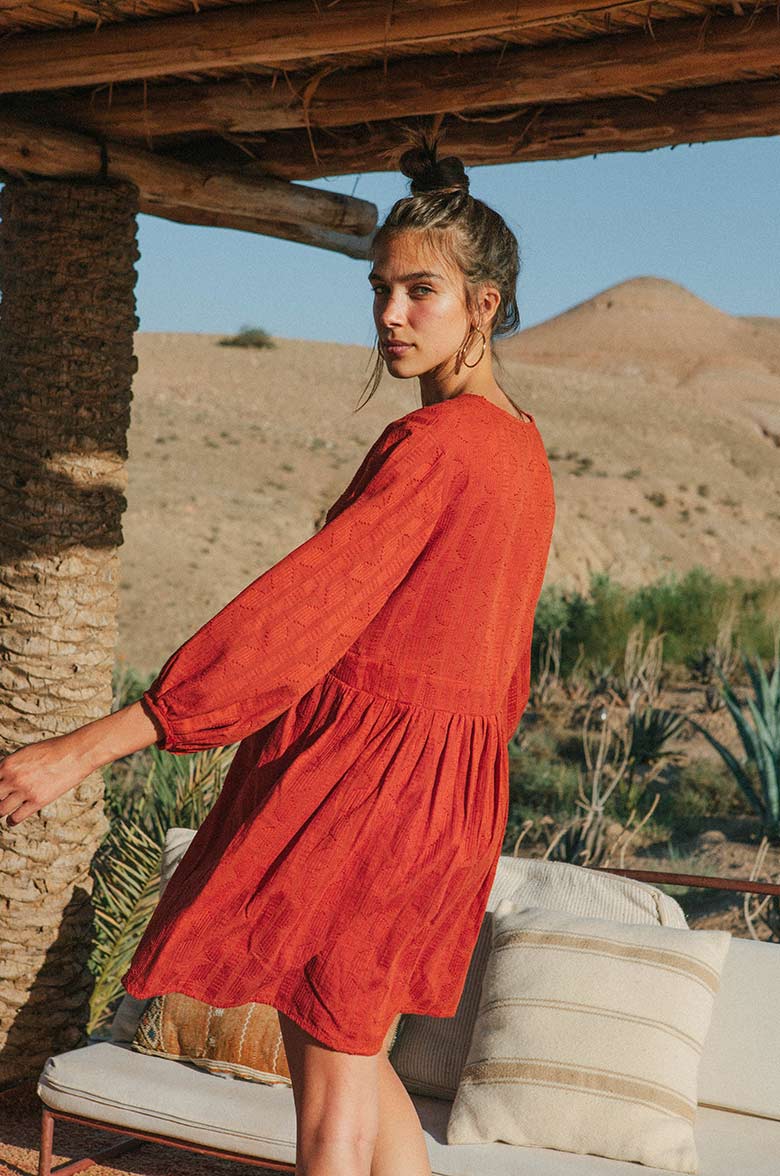 Crimson mini dress - sustainable fashion