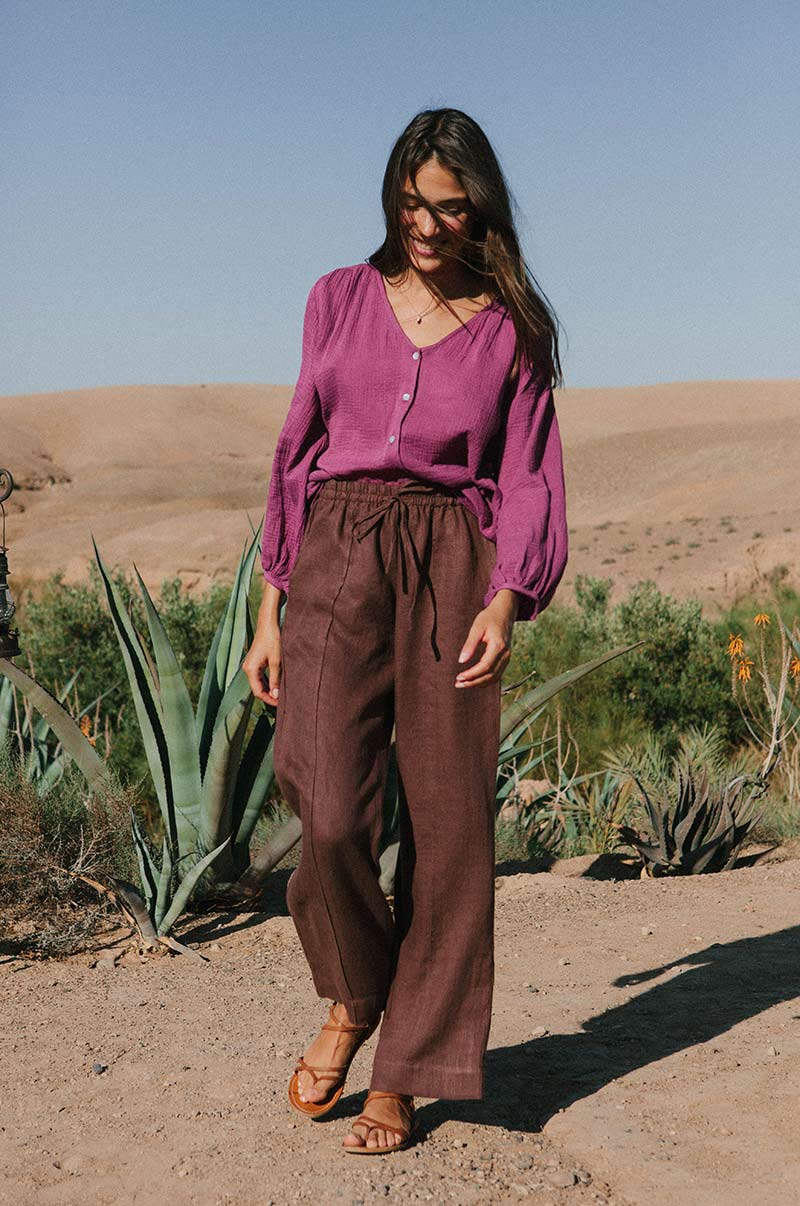 Chic organic cotton bold purple blouse