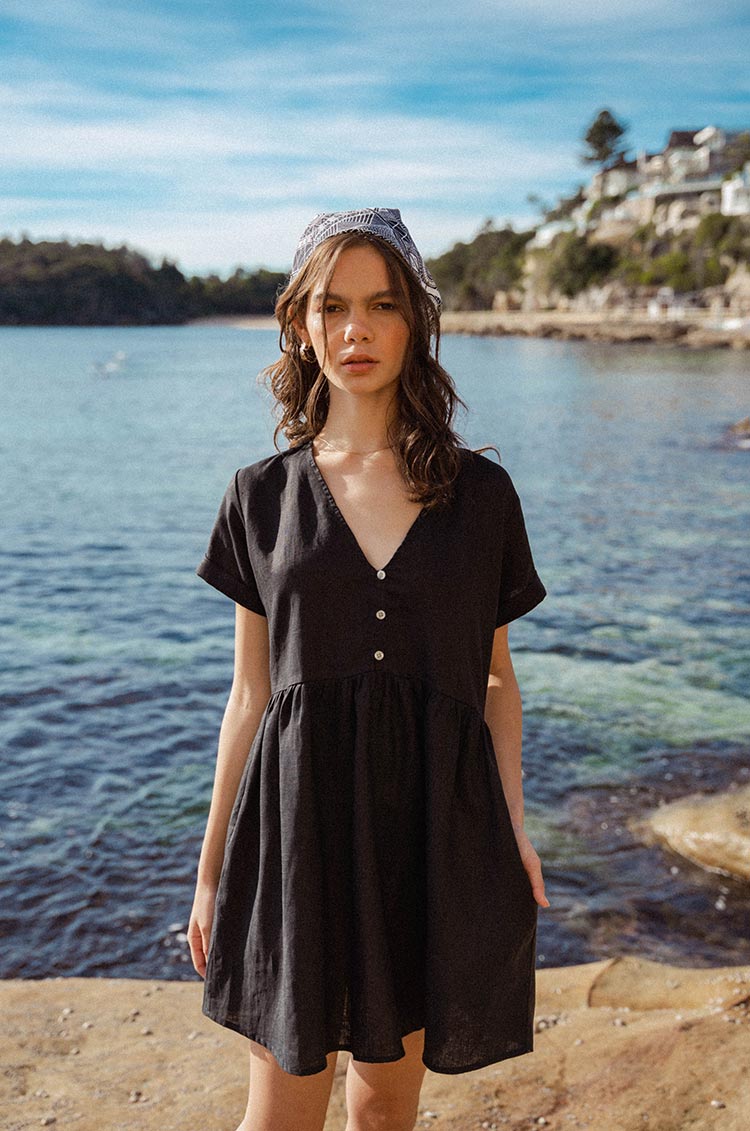Black chic summer dress - sustainable design